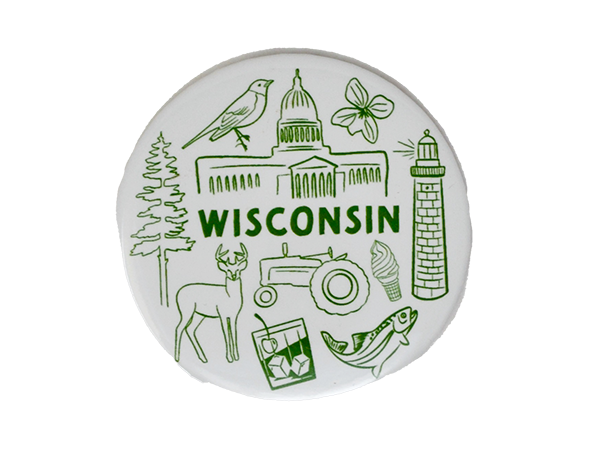 Wi Illustrated Circle Souvenir Magnet